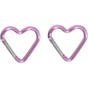 Heart Carabiner Clip, 2Pcs Heart Shape Carabiners Keychain Clips, Snap Hook Key Ring for Camping Accessories, Backpack Water Bottle Aluminum Alloy Accessory and Keychain Carabiners