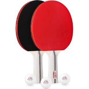 DOUBLE FISH Ping Pong Paddles Set of 4 with 6pcs 3-Star Balls & Storage Case - 4 Players High Performance Table Tennis Paddles Kit for Entertainment or Competition