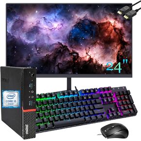 Lenovo ThinkCentre M700 Tiny Desktop Computer Mini PC w/ 24" Monitor FHD, Intel Core i5-6500T 2.5GHz, 16GB DDR4 RAM, 256GB SSD, Keyboard & Mouse, VGA, WiFi, BT Win 10 Pro (Renewed)