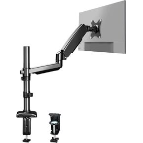 Single Monitor Arm, Adjustable Single-Monitor-Mount, Monitor-Arm Up to 32 Inch, 17.6 lbs, Monitor-Mount Bracket with Clamp and Grommet Base, High-Intensity Alloy Single Monitor Desk Mount