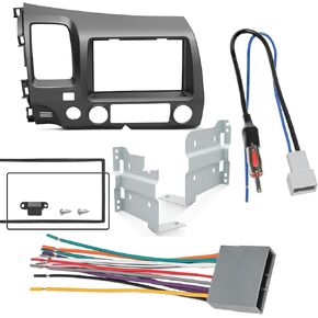 NuIth Double DIN Radio Dash Kits + Radio Wiring Harness Connector for 2006-2011 Honda Civic
