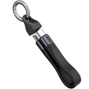 Keychain USB C Cable 4.0, Short 240W PD Fast Charging Cord, 40Gbps Data Transfer, 8K 60Hz Video Display, Thunderbolt 4 for MacBook Android Auto External SSD Type C Devices(Black 1 Pack)