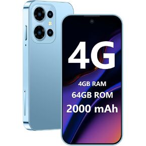 Mini Smartphone 4G Unlocked Small Smartphone with 4GB+64GB, 3.88" HD Full Screen, 2000mAh Battery,Dual SIM, Pocket Cellphone, Mini Phones for Kids, Best Gift for Kids - Blue