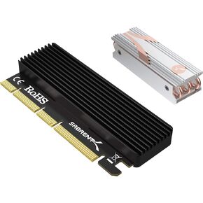 Sabrent NVME M.2 SSD إلى بطاقة PCIE X16/X8/X4 مع بالوعة حرارة الألومنيوم + M.2 2280 SSD Rocket Dinket in Silver
