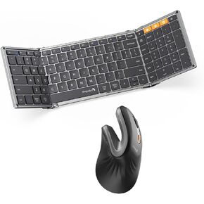 ProtoArc Foldable Bluetooth Keyboard Space Gray and Ergonomic Mouse Gray