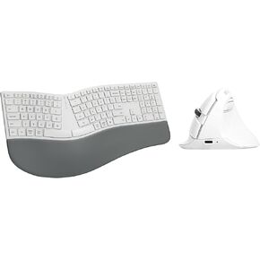 DeLUX Wireless Full Size Ergonomic Keyboard and Vertical Mouse Combo-White