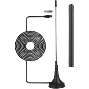 هوائي DVB-T HDTV 5 DBI VHF UHF MINI TV هوائي مع قاعدة مغناطيسية وقضبان هوائي بديلة مزدوجة 50 ميلًا هوائي تلفزيوني رقمي داخلي RG174 3M/9.84ft Coax لأجهزة DVD-T