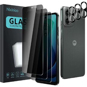 3 Pack Privacy Screen Protector for Motorola Moto G 5G 2024 With 3 Pack Camera Lens Protector, Anti Spy Tempered Glass Film, 9H Hardness, Black Protector, Anti-Scratch, Bubble Free