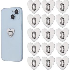 16 Pcs Phone Ring Holder Grip Heart Shaped Adhesive Metal Finger Ring Stand Universal Finger Grip for Cell Phone and Tablet for DIY Hanging and Decoration Supplies