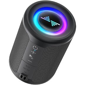 LENRUE Small Portable Bluetooth Speaker with Lights, TWS Stereo Surround Sound, Type C Powered, Bluetooth 5.3, AUX TF Card Input, Wireless for Outdoor Home, Coolest Gifts (Black)