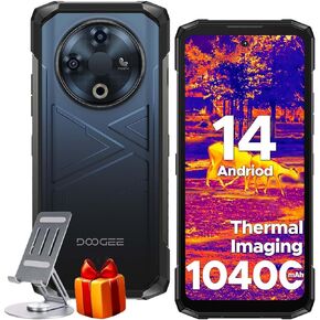 DOOGEE Fire 6 Rugged Phone with Thermal Image Camera,10400mAh,16GB+256GB Android 14 Cell Phone Unlocked,50MP AI Camera,6.56" HD+IPS Display Rugged Smartphone,IP68 Waterproof Phone,Face Unlock/OTG