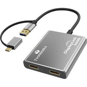 TAHNDBLE USB C to HDMI Adapter, Dual Display 4K 60Hz Output for Apple Mac M1/M2/M3, DisplayLink Adapter (DL6950) for USB 4, Thunderbolt 3/4/5, iMac, MacBook Pro/Air, Laptop-(Driver Required)