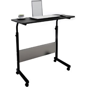 soges 31.5 inches Mobile Side Desk with Tablet Slot Height Adjustable Laptop Cart Stand Portable Laptop Desk Workstation with Wheels Black CXYM-5/3-80BB