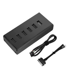 Internal USB 9-Pin Hub with SATA Power Cord 1 to 5 USB 2.0 Magnetic Splitters for PC Case CPU Cooler Screen and More Black