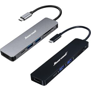 Hiearcool 7IN1 USB C Adapter, USB C Hub-(Grey and Black)