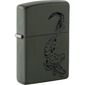 Zippo Lighter: Raised Alligator Emblem - Green Matte 81652