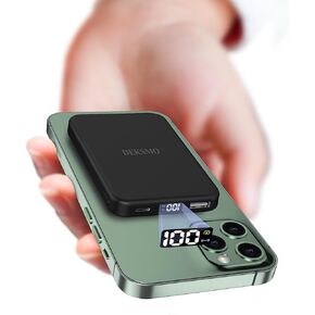 Wireless Power Bank 10000mAh Fast Charging,Slim Magnetic Portable Charger USB C PD 22.5W,Small LED Display Battery Pack for Mag-Safe/ iPhone16/15/14/13/12 /11 (White)