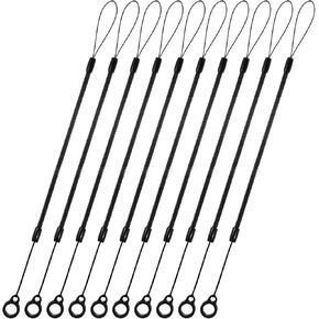10 PCS Pen Leash, Elastic Lanyard Tether, Plastic Retractable Coil Strap Leashes, Anti-Lose Pen Lanyards with Silicone Ring, Plastic Lanyard String for Touch Pens Clipboard Pen