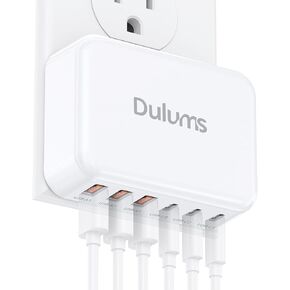 100W Wall Charger, USB C 6-Port Fast Charger Type C GaN Charger Station Power Adapter Compatible with iPhone 16/15/14/13/12 Pro Max, Apple Watch 10/9/8, AirPods 4, for Huawei, Oneplus, Galaxy S25/S24
