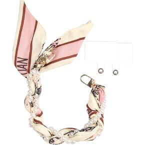 Pink Phone Charm for Women Silk Like Scarf Pearl Phone Chain Anti Dorp Phone Strap Compatible with All Smartphones