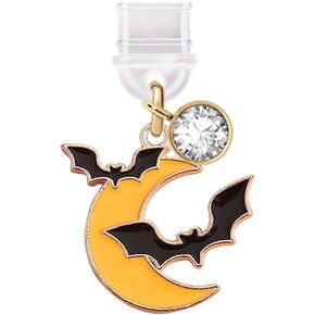 ELISE & FONDA TP425 Type-C USB Charging Port Anti Dust Plug Halloween Bat Moon Cell Phone Charm for iPhone 15 /Samsung/OnePlus/Xiaomi/oppo Android Phones (Yellow)