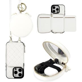 Bocasal A Stylish Crossbody Wallet Case for iPhone 16 Pro + A Mini Round Pouch Bag