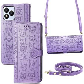 Crossbody Wallet Case for Vortex Cellular J24 [Long Wrist Strap] ، Vortexj24 2024 Cover Cash/Card Holder Presh | PU LEATHER 3D DRESSION PUPPY PUPPY FLIP KICKSTAND BOXCLE MAGNECT GIRLY (PINK) in Saudi Arabia
