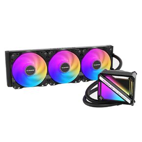 TCOMAS SJA090 360mm AIO ARGB Black CPU Cooler,Cold Head Double Layer Pudding Structure Design, 3*F090 Series PWM Fans 2750RPM 300W TDP Liquid CPU Cooler for Intel LGA 1150/1151/1155/1156/1200/1700