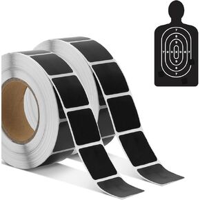 2000pcs/2 Rolls Target Pasters, 1 Inch Self-Adhesive Target Stickers Tape Square Shooting Cardboard Paper Targets Label Marker for Shooting Range Practice