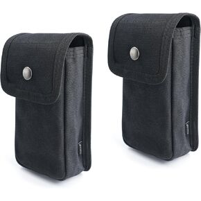 Tintirs 2 Pack EDC Belt Pouches for Men Women, Medium Size Holster Pouches Waist Bags with Belt Loop for Fishing, Hiking, Camping, Snap Closure, Heavy Duty Waxed Canvas, Black Medium