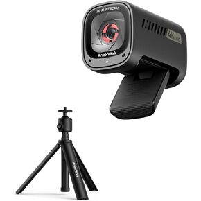ANKERWORTOR C310 4K Webcam & Ankerwork Mini Tripod ، ثلاثي القوائم مرنة صغيرة ، 12 ميجابكسل ، AI Auto Focus ، AI ، AI ، MIC Icture Develing ، 1080p@60fps HDR ، Tripod Camera ، Tripod Stand for WebCam