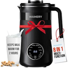 Wamery Original Nut Milk Maker Machine - 32oz Almond, Oat, Soy Milk Maker - Plant Based & Vegan Milk Maker with Delay Start, Keep Warm & Boil Water Functions (Black)