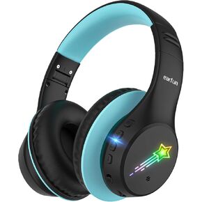 EarFun K4 Kids Bluetooth Headphones, Wireless Headphones with LED Lights, 74/85/94dBA Volume Limited, Built-in Mic, 90H Playtime, Bluetooth 5.4 Over Ear Headphone for iPad/Tablet/PC/School