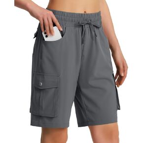 Women's 9" Hiking Cargo Shorts Quick Dry Lightweight Summer Shorts for Camping Travel Golf 6 Pockets