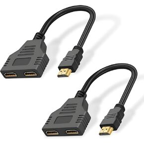 2Pcs HDMI Cable Splitter 1 in 2 Out HDMI Adapter Cable, 1080P Version 1.4 Supports Dual Port Switch for HDMI Male to Dual HDMI Female Adapter