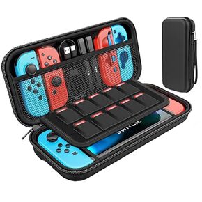 SHUCHUANG Switch Case Compatible with Nintendo Switch,Portable Hard Shell Pouch Carrying Travel Game Bag for Switch Accessories Holds 10 Game Cartridge (Black)