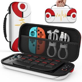 MoKo Carrying Case for Nintendo Switch 2, Protective Hard Shell Portable Travel Carry Case Pouch holds 10 Cartridges with Pockets for Switch 2 Accessories and Games, Redball