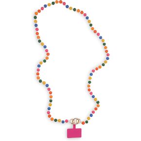 ban.do Beaded Crossbody Phone Lanyard, Wooden Bead Lanyard with Carabiner, Rainbow Beads