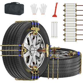 LILYPELLE Upgraded Snow Chains 8 Pack, Tire Chains for Cars/SUVs/Pickup Trucks, Emergency Anti Slip Tire Traction Chains for Tire Width 215-285mm