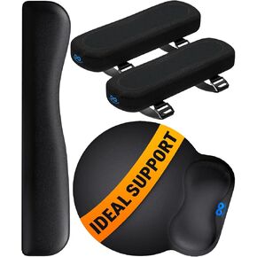 Everlasting Comfort Armrest Pads & Cooling Gel, Patented Mouse Pad with Wrist Support for Ultimate Comfort - Arm Covers - Computer, Laptop, Typing and Gaming Accessories (Black)