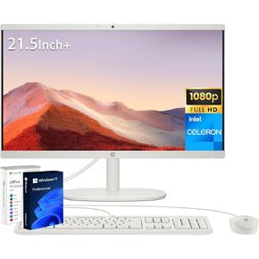 hp 21.5" All-in-One Desktop PC, 32 GB RAM, 1 TB SSD, Intel Celeron J4025, Webcam, WiFi 6, Bluetooth, HDMI, Wired Mouse & Keyboard, Windows 11 Pro & Microsoft Office Lifetime License