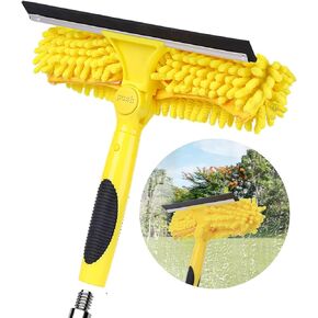 Window Squeegee and Microfiber Scrubber, 2-in-1 Combo Cleaning Tools, Multi-Angle Threaded Window Cleaning Tool, Window Washing Equipment for Solar Panel and RV Windshield (Pole Sold Separately)