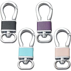 4 Packs Metal Carabiners Keychain Key Clip Hooks, Swivel Clasp Lanyard Snap Hooks, Key Chain Ring Holder Organizers for Jewelry, Purse & Car Key Finder (Blue, Pink, Purple & Black)