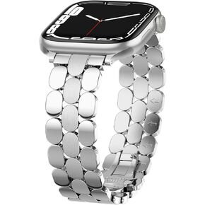 SNBLK Compatible with Apple Watch Bands for Women: 40mm 41mm 42mm 38mm 44mm 45mm 46mm 49mm - Metal Stainless Steel Dressy Strap for iWatch Bands Series 10 9 8 7 6 5 4 3 2 1 SE