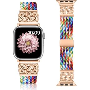 Braided Band Compatible with Apple Watch Bands 40mm 38mm 41mm 42mm 44mm 45mm 46mm 49mm, Magnetic Clasp Fabric Nylon Interlock Buckle Straps for iWatch Ultra Series 10/9/8/7/6/5/4/3/2/1/SE