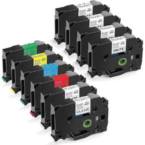 5 White+1 Clear+4 Multicolor Compatible Label Tape Replacement for Brother P-Touch TZe Label Tape 12mm 0.47 Laminated for P-Touch PT-D210 H110 D600 Label Maker, 6+4-Pack