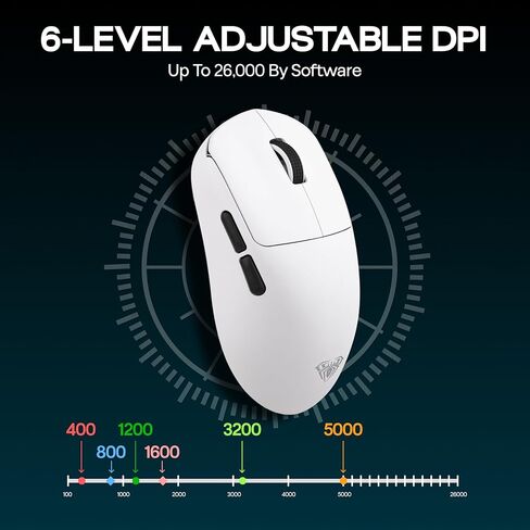 AULA SC800 Gaming Mouse مع 26000 نقطة في البوصة ، مستشعر PAW3395 ، 8000 معدل استطلاع ، الماوس اللاسلكي الخفيف الوضع المزدوج ، فائقة الالتزام ودائم للألعاب و Esports واستخدام المكتب (أسود) in Kuwait