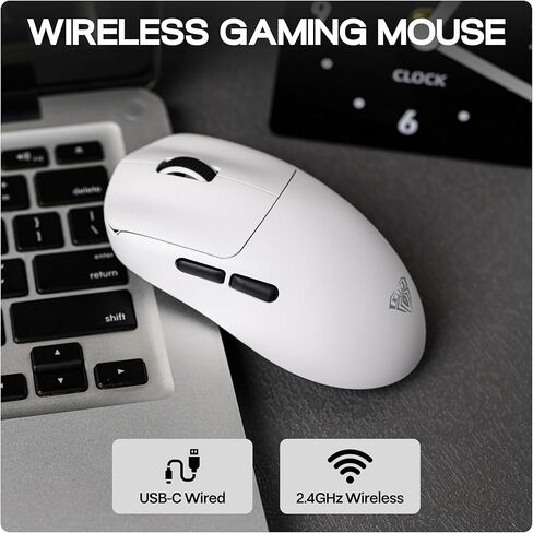 AULA SC800 Gaming Mouse مع 26000 نقطة في البوصة ، مستشعر PAW3395 ، 8000 معدل استطلاع ، الماوس اللاسلكي الخفيف الوضع المزدوج ، فائقة الالتزام ودائم للألعاب و Esports واستخدام المكتب (أسود) in Kuwait