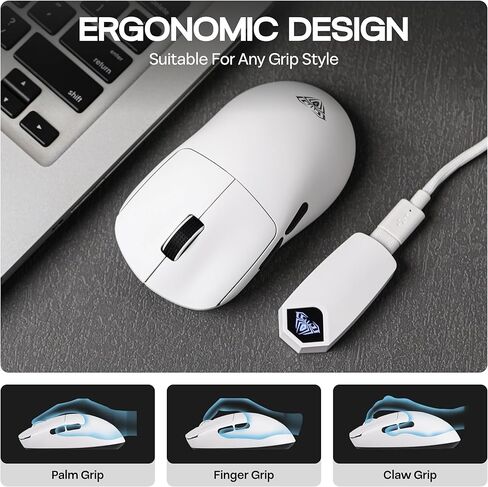 AULA SC800 Gaming Mouse مع 26000 نقطة في البوصة ، مستشعر PAW3395 ، 8000 معدل استطلاع ، الماوس اللاسلكي الخفيف الوضع المزدوج ، فائقة الالتزام ودائم للألعاب و Esports واستخدام المكتب (أسود) in Kuwait