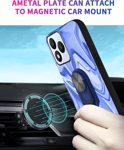 لدوامة J24 2024 Case Ring Ring حامل الحامل مع HD Vortex J24 6.50 "شاشة Glass 9H ، Art Print Blue Navy Lines Design for Men TPU Protect Excorption in Kuwait
